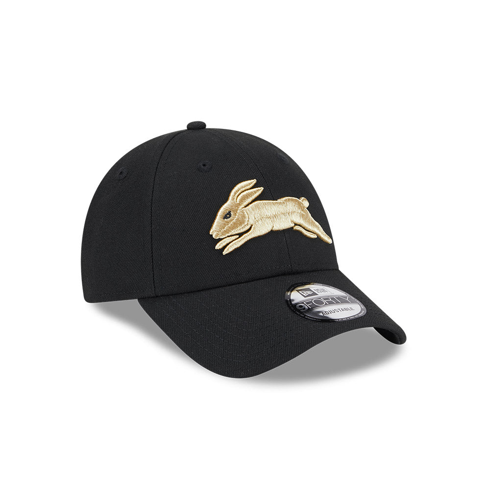 South Sydney Rabbitohs Hat - NRL 2025 Black Gold 9forty Snapback Cap - New Era